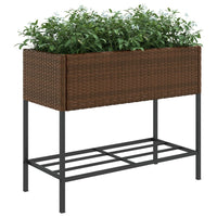 Thumbnail for Hochbeete mit Ablage 2 Stk. Braun 90x40x75 cm Poly Rattan