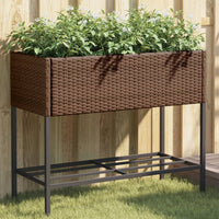 Thumbnail for Hochbeete mit Ablage 2 Stk. Braun 90x40x75 cm Poly Rattan