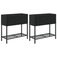 Thumbnail for Hochbeete mit Ablage 2 Stk. Schwarz 70x28x70 cm Poly Rattan