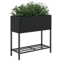 Thumbnail for Hochbeete mit Ablage 2 Stk. Schwarz 70x28x70 cm Poly Rattan