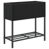 Thumbnail for Hochbeete mit Ablage 2 Stk. Schwarz 70x28x70 cm Poly Rattan