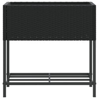 Thumbnail for Hochbeete mit Ablage 2 Stk. Schwarz 70x28x70 cm Poly Rattan