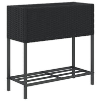 Thumbnail for Hochbeete mit Ablage 2 Stk. Schwarz 70x28x70 cm Poly Rattan