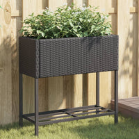 Thumbnail for Hochbeete mit Ablage 2 Stk. Schwarz 70x28x70 cm Poly Rattan
