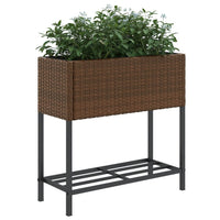 Thumbnail for Hochbeete mit Ablage 2 Stk. Braun 70x28x70 cm Poly Rattan