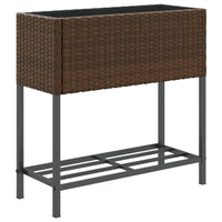 Thumbnail for Hochbeete mit Ablage 2 Stk. Braun 70x28x70 cm Poly Rattan