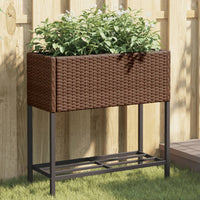 Thumbnail for Hochbeete mit Ablage 2 Stk. Braun 70x28x70 cm Poly Rattan