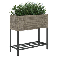 Thumbnail for Hochbeete mit Ablage 2 Stk. Grau 70x28x70 cm Poly Rattan