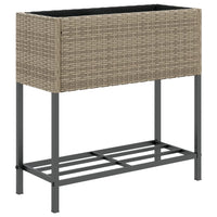 Thumbnail for Hochbeete mit Ablage 2 Stk. Grau 70x28x70 cm Poly Rattan