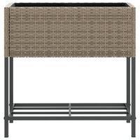 Thumbnail for Hochbeete mit Ablage 2 Stk. Grau 70x28x70 cm Poly Rattan