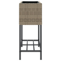 Thumbnail for Hochbeete mit Ablage 2 Stk. Grau 70x28x70 cm Poly Rattan