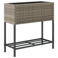 Thumbnail for Hochbeete mit Ablage 2 Stk. Grau 70x28x70 cm Poly Rattan