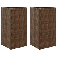Thumbnail for Pflanzkübel 2 Stk. Braun 30x30x60 cm Poly Rattan