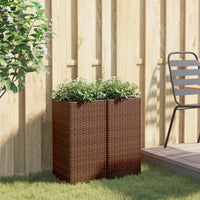 Thumbnail for Pflanzkübel 2 Stk. Braun 30x30x60 cm Poly Rattan