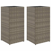 Thumbnail for Pflanzkübel 2 Stk. Grau 30x30x60 cm Poly Rattan