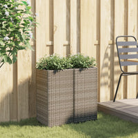 Thumbnail for Pflanzkübel 2 Stk. Grau 30x30x60 cm Poly Rattan