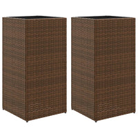 Thumbnail for Pflanzkübel 2 Stk. Braun 40x40x80 cm Poly Rattan