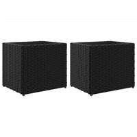 Thumbnail for Pflanzkübel 2 Stk. Schwarz 36x30x32 cm Poly Rattan