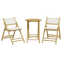 Thumbnail for 3-tlg. Bistro-Set Klappbar mit Cremeweißen Kissen Bambus