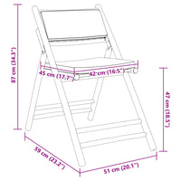 Thumbnail for 3-tlg. Bistro-Set Klappbar mit Cremeweißen Kissen Bambus