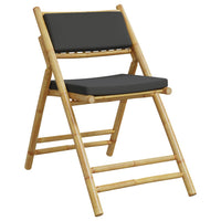 Thumbnail for Bistrostühle 2 Stk. Klappbar mit Dunkelgrauen Kissen Bambus