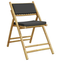 Thumbnail for 3-tlg. Bistro-Set Klappbar mit Dunkelgrauen Kissen Bambus