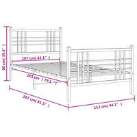 Thumbnail for Bettgestell mit Kopf- und Fußteil Metall Schwarz 107x203 cm