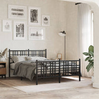 Thumbnail for Bettgestell mit Kopf- und Fußteil Metall Schwarz 140x200 cm