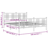 Thumbnail for Bettgestell mit Kopf- und Fußteil Metall Schwarz 150x200 cm