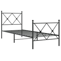 Thumbnail for Bettgestell mit Kopf- und Fußteil Metall Schwarz 80x200 cm
