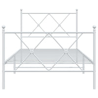 Thumbnail for Bettgestell mit Kopf- und Fußteil Metall Weiß 90x190 cm