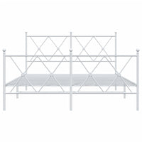 Thumbnail for Bettgestell mit Kopf- und Fußteil Metall Weiß 137x190 cm