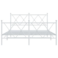 Thumbnail for Bettgestell mit Kopf- und Fußteil Metall Weiß 140x190 cm
