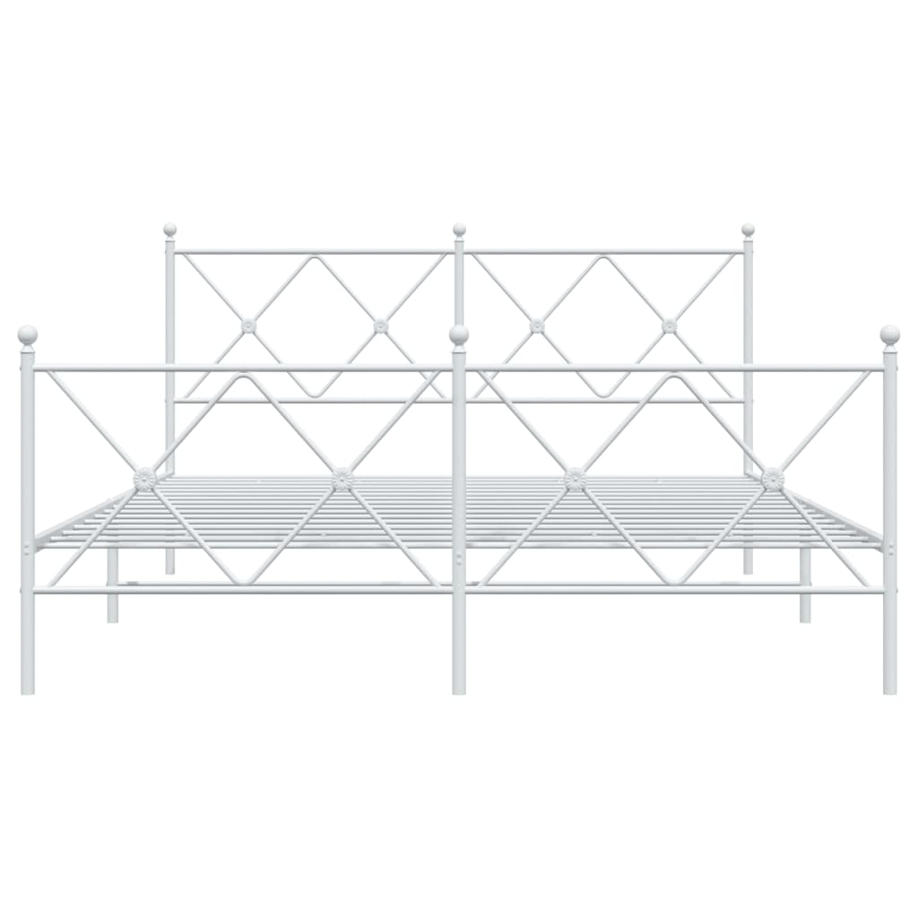 Bettgestell mit Kopf- und Fußteil Metall Weiß 150x200 cm