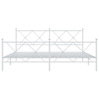 Thumbnail for Bettgestell mit Kopf- und Fußteil Metall Weiß 183x213 cm