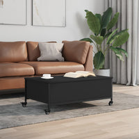 Thumbnail for Couchtisch mit Rollen Schwarz 91x55x34 cm Holzwerkstoff