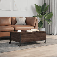 Thumbnail for Couchtisch mit Rollen Braun Eiche 91x55x34 cm Holzwerkstoff