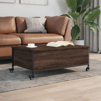 Thumbnail for Couchtisch mit Rollen Braun Eiche 91x55x34 cm Holzwerkstoff