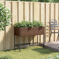 Thumbnail for Pflanzkübel mit Ablage Braun Poly Rattan