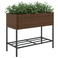 Thumbnail for Pflanzkübel mit Ablage Braun Poly Rattan