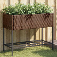 Thumbnail for Pflanzkübel mit Ablage Braun Poly Rattan