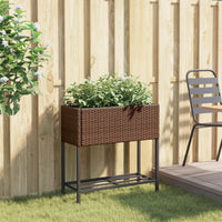 Thumbnail for Pflanzkübel mit Ablage Braun Poly Rattan