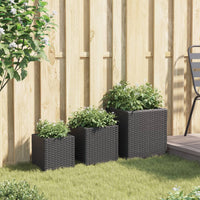Thumbnail for Pflanzkübel 3 Stk. Schwarz Poly Rattan