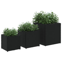 Thumbnail for Pflanzkübel 3 Stk. Schwarz Poly Rattan