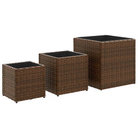 Thumbnail for Pflanzkübel 3 Stk. Braun Poly Rattan