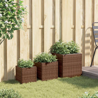 Thumbnail for Pflanzkübel 3 Stk. Braun Poly Rattan