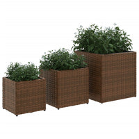 Thumbnail for Pflanzkübel 3 Stk. Braun Poly Rattan
