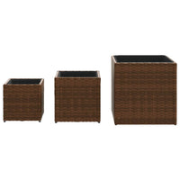 Thumbnail for Pflanzkübel 3 Stk. Braun Poly Rattan