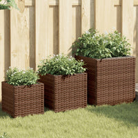 Thumbnail for Pflanzkübel 3 Stk. Braun Poly Rattan