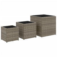 Thumbnail for Pflanzkübel 3 Stk. Grau Poly Rattan